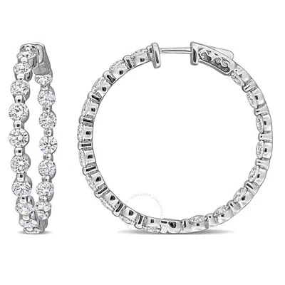 Created Forever 6 1/8ct Tw Lab-grown Diamond Inside Out Hoop Earrings In 14k White Gold