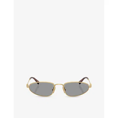 Miu Miu Womens Gold Mu A52s Oval-frame Metal Sunglasses