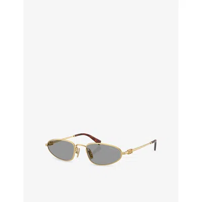 Miu Miu Womens Gold Mu A52s Oval-frame Metal Sunglasses