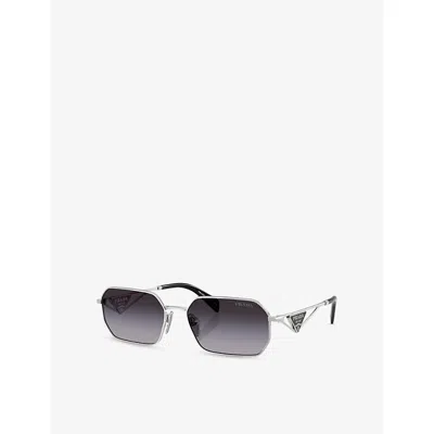 Prada Womens Silver Pr A51s Square-frame Metal Sunglasses
