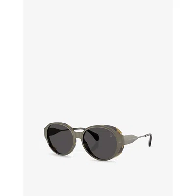 Moncler Womens Grey Me4005t Round-frame Metal Sunglasses