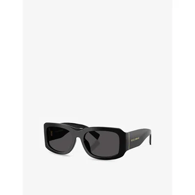 Dolce & Gabbana Womens Black Dg4503 Rectangular-frame Acetate Sunglasses