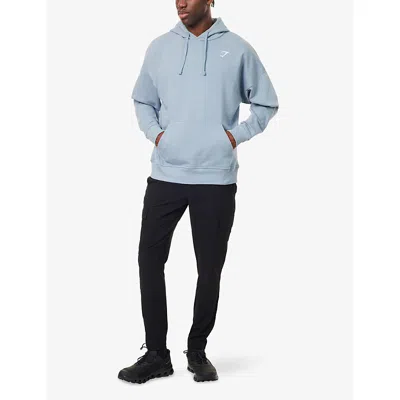 Gymshark Mens Gs Rest Blue Crest Oversized Cotton-blend Hoody In Blue