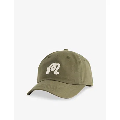 Malbon Mens Cypress Green Washed Embroidered Cotton Golf Cap