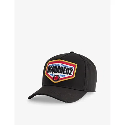 Dsquared2 Mens Nero Logo-patch Cotton-twill Cap