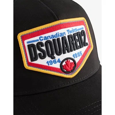 Dsquared2 Mens Nero Logo-patch Cotton-twill Cap