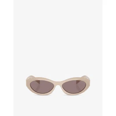 Prada Womens Pink Pr 26zs Irregular-frame Acetate Sunglasses