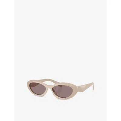 Prada Womens Pink Pr 26zs Irregular-frame Acetate Sunglasses