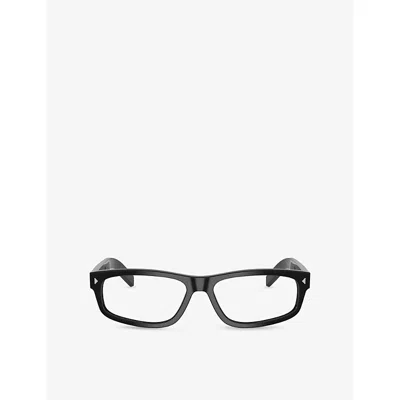Prada Womens Black Pr B02v Rectangle-frame Acetate Glasses