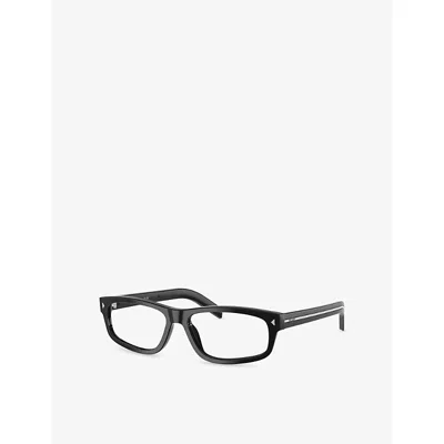 Prada Womens Black Pr B02v Rectangle-frame Acetate Glasses