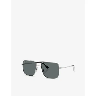 Ray Ban Womens Silver Rb3758 Square-frame Metal Sunglasses