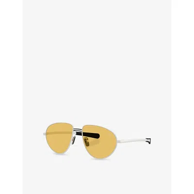 Moncler Womens Silver Me4009 Vizla Aviator-frame Metal Sunglasses