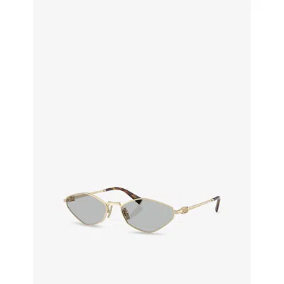 Miu Miu Womens Gold Mu 56zs Oval-frame Metal Sunglasses