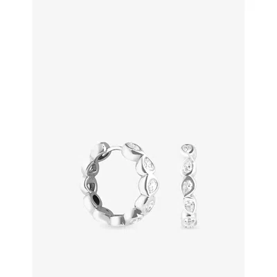 Astrid & Miyu Womens Rhodium P Silver Pear Bezel 18ct Yellow-gold Plated Sterling-silver And Cubic Zirconia Hoop E
