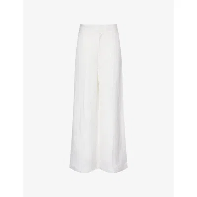 Paige Greyson Linen Blend High-rise Wide-leg Pants In White