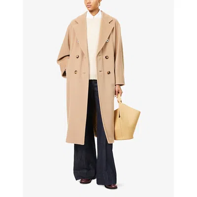 Max Mara Womens Camel Madame Belted Wool And Cashmere Coat In Brown