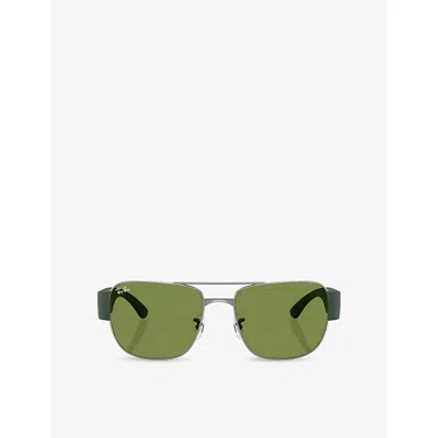 Ray Ban Womens Silver Rb3756 Square-frame Metal Sunglasses
