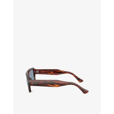 Ray Ban Womens Brown Rb4454 Lukas Rectangle-frame Tortoiseshell Acetate Sunglasses
