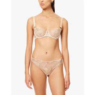 Aubade Womens Sahara Magnetic Spell Sheer Lace Briefs Xs In Neutral