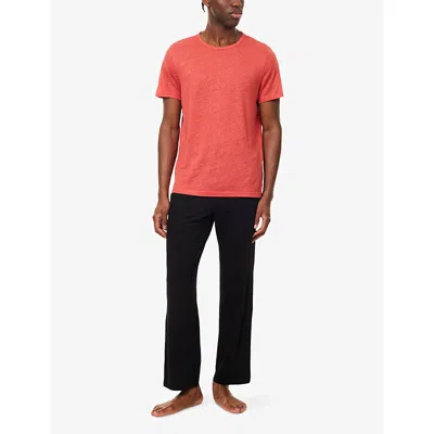 Derek Rose Mens Red Jordan Crewneck Linen T-shirt Xxl In Red