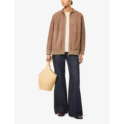 S Max Mara Womens Honey Zeno Hooded Suede Jacket