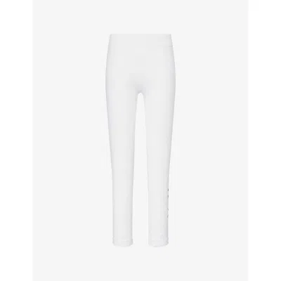 's Max Mara Womens White Basilea Brand-print Stretch-woven Leggings In White
