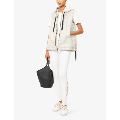 's Max Mara Womens White Basilea Brand-print Stretch-woven Leggings In White