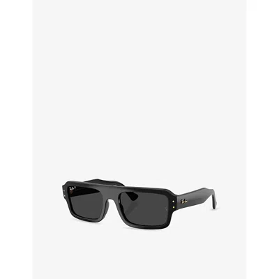 Ray Ban Womens Black Rb4454 Lukas Rectangle-frame Acetate Sunglasses