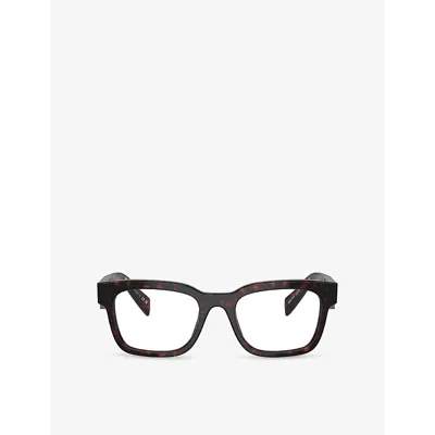 Prada Womens Red Pr A10v Pillow-frame Acetate Glasses