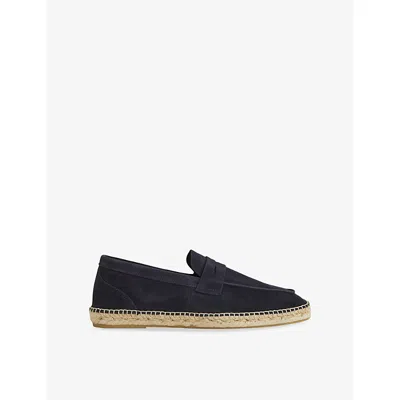 Reiss Womens Navy Cannes Suede Esapdrille Loafers Eur 43 / 9 Uk