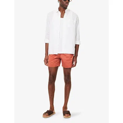 Frescobol Carioca Mens Coral Rose Salvador Drawstring Swim Shorts In Red