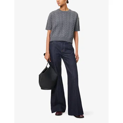 S Max Mara Womens Medium Grey Dominus Short-sleeves Wool Jumper Xs In Black