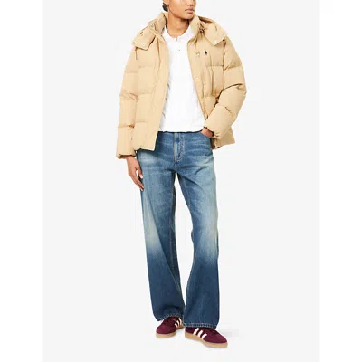 Polo Ralph Lauren Womens Classic Camel Hooded Quilted Woven-down Jacket