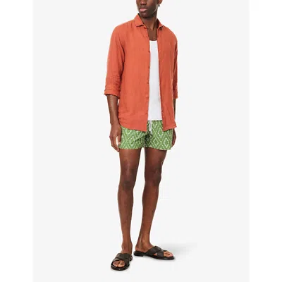 Frescobol Carioca Mens Parakeet Green & Ivory Rio Graphic-print Swim Shorts