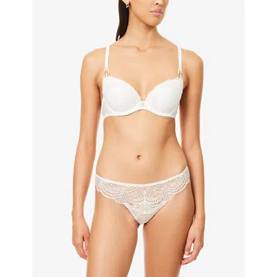 Aubade Womens Pearl Vibes Underwired Lace Plunge Bra In White