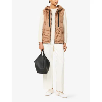 Max Mara Cube Womens Caramel Greengo Hooded Shell Gilet In Brown