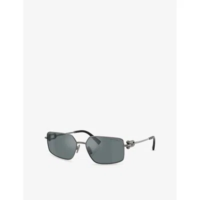 Tiffany & Co Womens Grey Tf3111 Rectangle-frame Metal Sunglasses