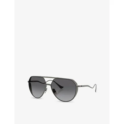 Ferrari Womens Grey Fh1021t Pilot-frame Metal Sunglasses