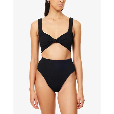 Hunza G Womens Black Jamie Twist Seersucker Bikini Set
