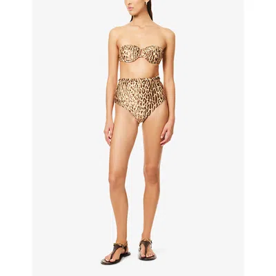 Zimmermann Womens Tan Leopard Cascadian Leopard High-waist Bikini Bottoms In Brown