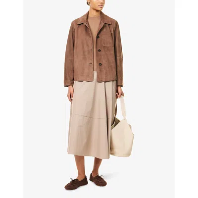S Max Mara Womens Dark Brown Cloe Regular-fit Suede Jacket In Brown