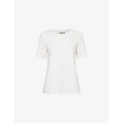 S Max Mara Womens White Tubo Brand-embroidery Stretch-cotton Blend T-shirt In White