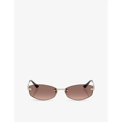 Jimmy Choo Womens Gold Jc4013d Oval-frame Metal Sunglasses