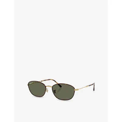 Ray Ban Womens Brown Rb3749 Irregular-frame Tortoiseshell Metal Sunglasses