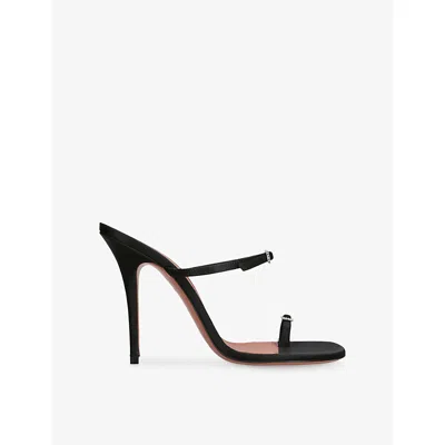 Amina Muaddi Adut Thong Slipper 105 In Black Satin In Black
