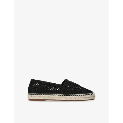 Chloé Womens Black Isla Logo-embossed Crochet Espadrilles Eur 37 / 4 Uk