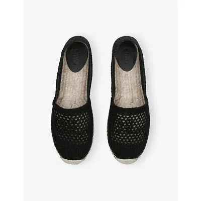 Chloé Womens Black Isla Logo-embossed Crochet Espadrilles Eur 37 / 4 Uk