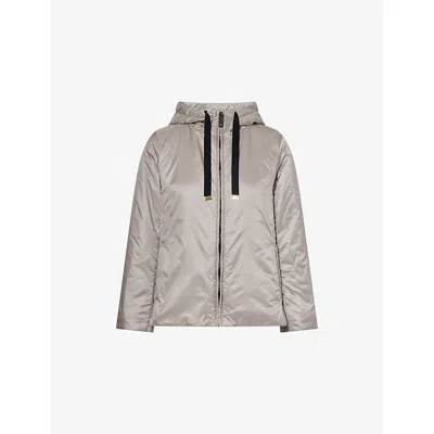 Max Mara Cube Womens Light Grey Greenh Hooded Shell Jacket In Gray