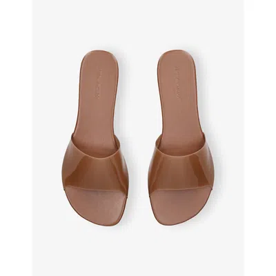 Amina Muaddi Womens Mid Brown Bianca Glass Flat Pvc Sandals Eur 39 / 6 Uk