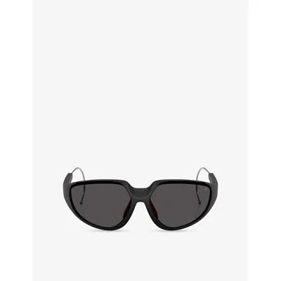 Moncler Womens Black Me8008 Laszer Oval-frame Nylon Sunglasses